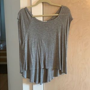 Gray flowy short sleeve top
